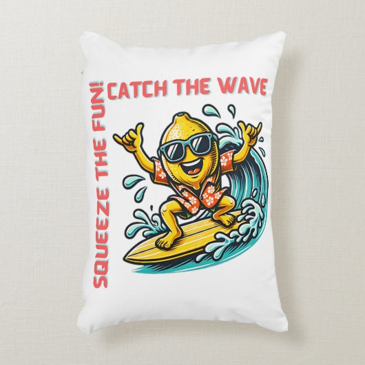 サーフィンレモンウェーブアドベンチャーおもしろい アクセントクッション (正面(垂直))