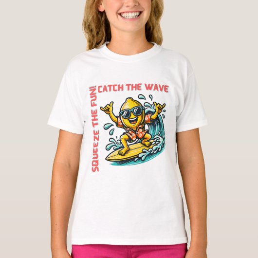 サーフィンレモンウェーブアドベンチャーおもしろい Tシャツ (正面)