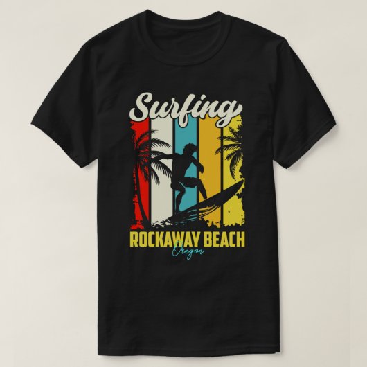 サーフィンロッカウェイビーチオレゴン Tシャツ (デザイン正面)