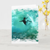 サーフィンワイプアウトグリーティングカード カード (黄色い花)