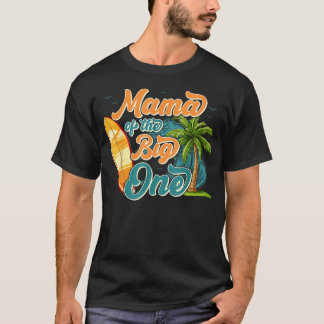 サーフィン一家のママ ワンウェーブ 1歳の誕生日 おとこのこ おんなのこ Tシャツ