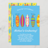 サーフィン卒業パーティーサーフボード 招待状 (正面/裏面)