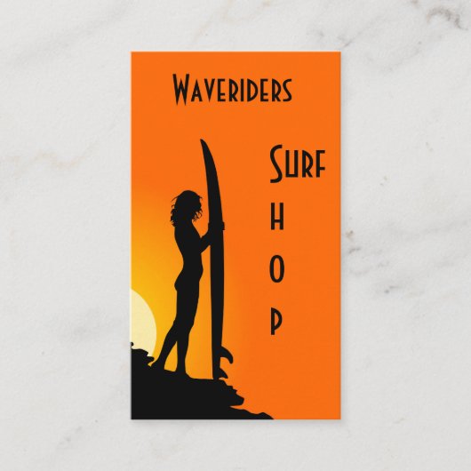 サーフィン名刺ビーチ、サーフボード、サーファー アドバイスカード (正面)