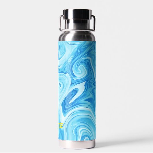 サーフィン名青海抽象芸術アー絵を描ビーチ ウォーターボトル (背面)