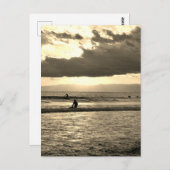 サーフィン夕日：湘南海岸 ポストカード (正面/裏面)