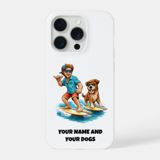 サーフィン大好きな男の子と犬 FUN スマホステッカー iPhoneケース (裏面)