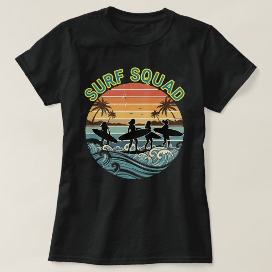 サーフィン女子 スクワッド サーフボード 趣味 Tシャツ (デザイン正面)
