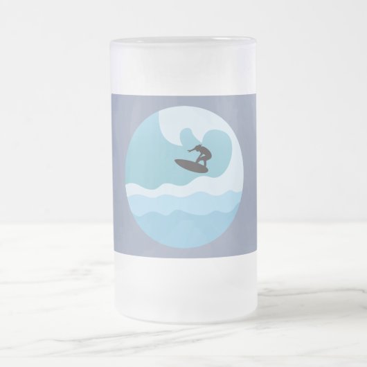 サーフィン好き フロストグラスビールジョッキ (中央)