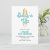 サーフィン始めよう サーフボード ビーチ 誕生日 ご招待 招待状 (スタンド正面)