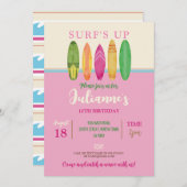 サーフィン始めよう! 波をキャッチしよう サーフブルー ビーチガールズ 招待状 (正面/裏面)