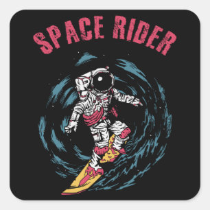 サーフィン宇宙飛行士宇宙ライダーサーファー スクエアシール