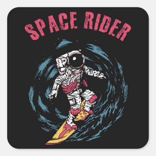 サーフィン宇宙飛行士宇宙ライダーサーファー スクエアシール (正面)