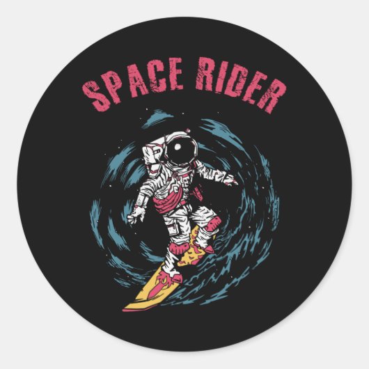 サーフィン宇宙飛行士宇宙ライダーサーファー ラウンドシール (正面)