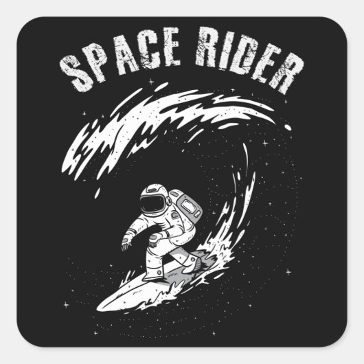サーフィン宇宙飛行士宇宙ライダー スクエアシール (正面)