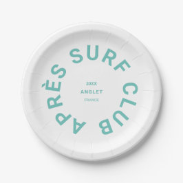 サーフィン後のクラブターコイズサーファー社交クラブのロゴ ペーパープレート