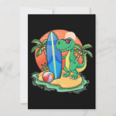 サーフィン恐竜おもしろいビーチ休暇動物グラフ 招待状 (裏面)