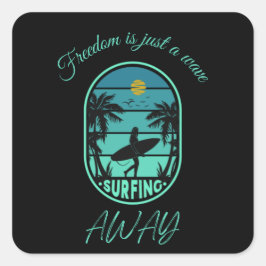 サーフィン愛好家のステッカー スクエアシール