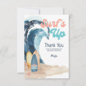 サーフィン最高! | ビーチサーフボード 子供の誕生日 サンキューカード (正面)