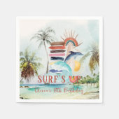 サーフィン最高!|レトロサマーサーフィン誕生日 スタンダードカクテルナプキン (正面)