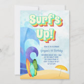 サーフィン最高！レトロビーチファーストバースデー 招待状 (正面)