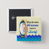 サーフィン板水波感動的引用文 缶バッジ (正面&裏面)