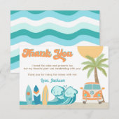 サーフィン楽しい サーフビーチ 誕生日お礼カード 招待状 (正面/裏面)
