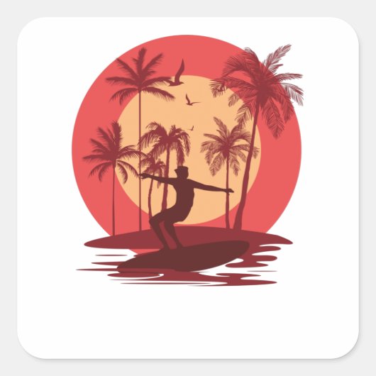 サーフィン楽園 スクエアシール (正面)