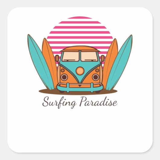 サーフィン楽園 スクエアシール (正面)