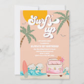 サーフィン気分満喫のビーチバースデー招待状 招待状 (正面)