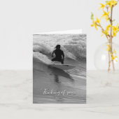 サーフィン波のグレースケ考えるールカード カード (黄色い花)