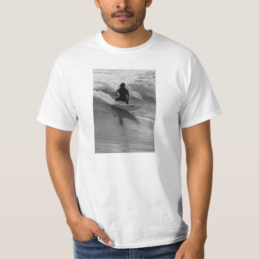 サーフィン波グレースケール Tシャツ (正面)