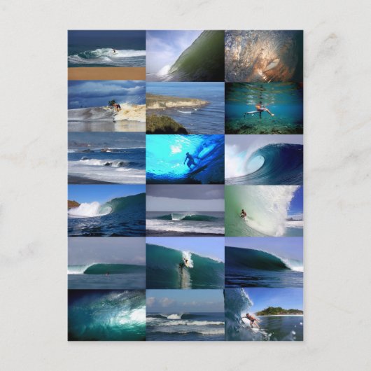 サーフィン波モンタージュ ポストカード (正面)