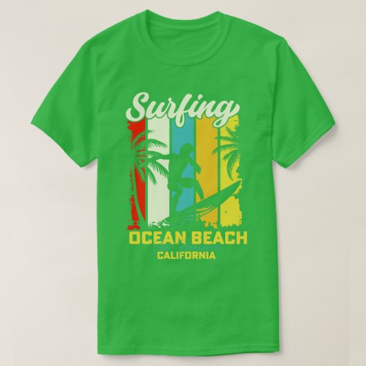 サーフィン海ビーチサンフランシスコカリフォルニア Tシャツ (デザイン正面)