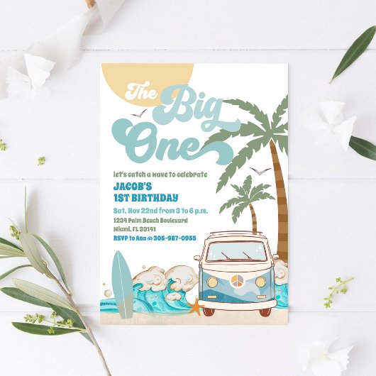 サーフィン満一歳の誕生日招待状 招待状