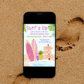 サーフィン満一歳誕生日パーティー女の子の招待状 招待状