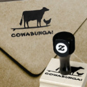 サーフィン牛とチキンカウブンガおもしろい ラバースタンプ