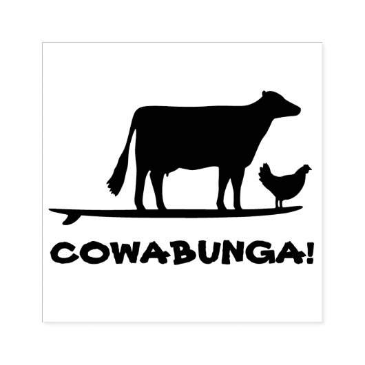 サーフィン牛とチキンカウブンガおもしろい ラバースタンプ (インプリント)