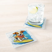 サーフィン犬 ガラスコースター (アングル)