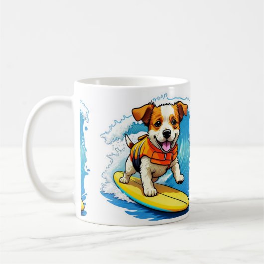 サーフィン犬 コーヒーマグカップ (左)