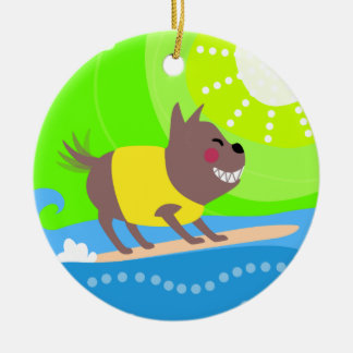 サーフィン犬 セラミックオーナメント