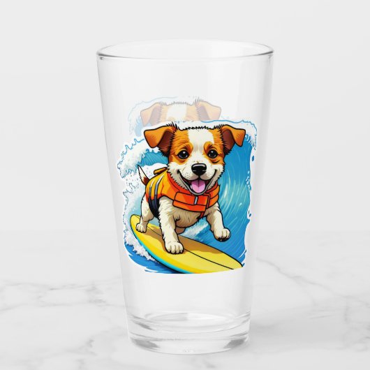 サーフィン犬 タンブラーグラス (正面)