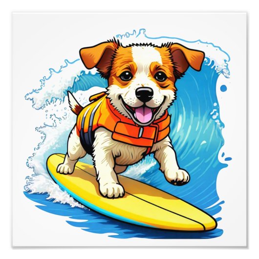 サーフィン犬 フォトプリント            (正面)
