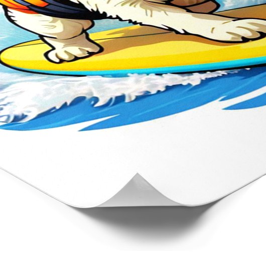 サーフィン犬 ポスター (角)