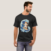 サーフィン猫と寿司を食べる猫 Tシャツ (正面フル)