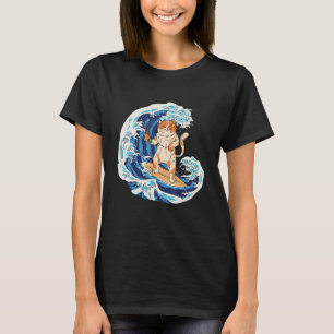 サーフィン猫食べと寿司猫 Tシャツ