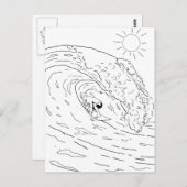 サーフィン色絵葉書 ポストカード (正面/裏面)