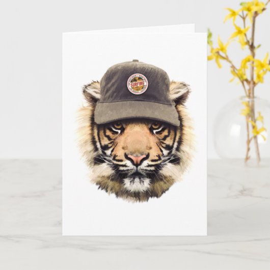 サーフィン虎 カード (黄色い花)