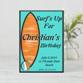 サーフィン誕生日招待状 招待状 (スタンド正面)