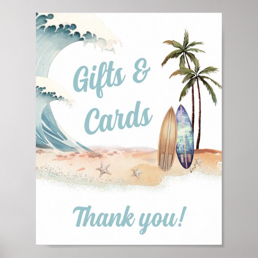 サーフィン赤ちゃんシャワーギフトのドロップオフ看板 ポスター (正面)