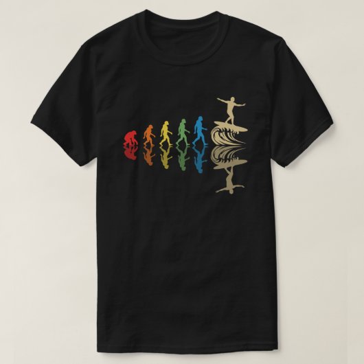 サーフィン進化レトロギフト Tシャツ (デザイン正面)